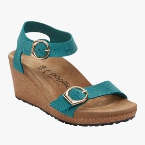 Papillio Birkenstock Soley Embossed Biscay Bay Nubuck. MSRP $145